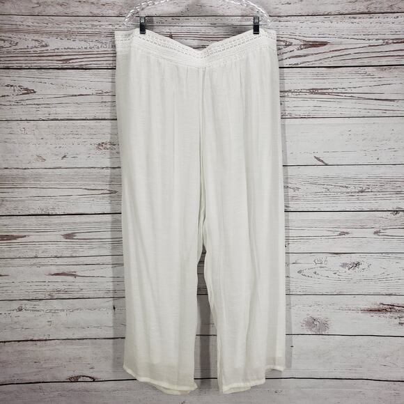 New Directions Curvy Women's White Lace Trim Flowy Pants Size 3X - Picture 2 of 11